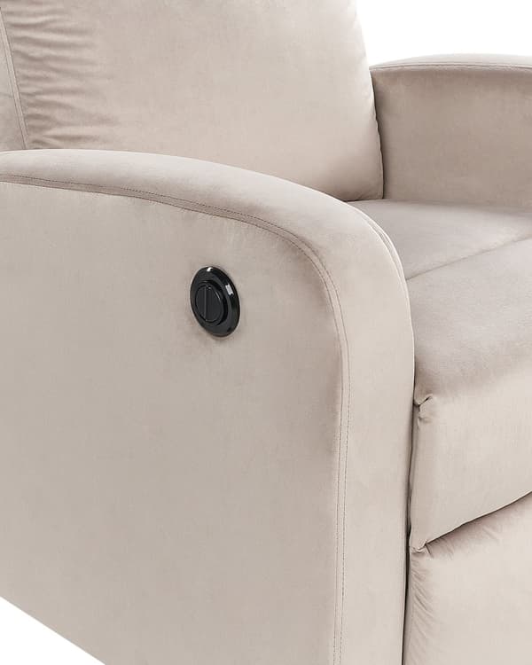 Elektrisk Recliner Fåtölj Beige Sammetsklädsel Enkel Sits Modern Design Relax Funktion