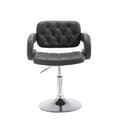 Miniatyrbild 2 av 3: Dublin Faux Leather Lounge Chair - Sockel med central pelare i krommetall - Grå