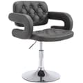 Miniatyrbild 1 av 3: Dublin Faux Leather Lounge Chair - Sockel med central pelare i krommetall - Grå