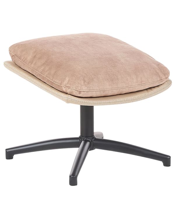 Svingbar Lenestol med Fotskammel Beige Fløyel Enkeltsete med Pute