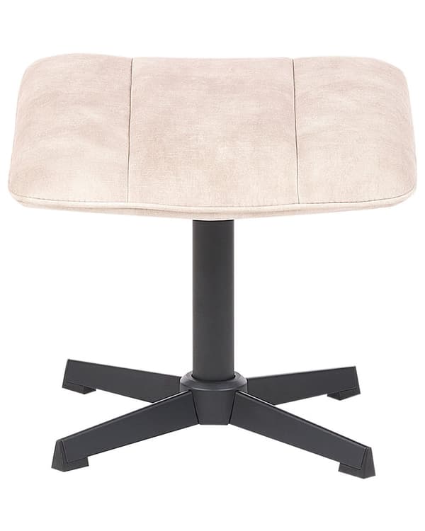 Svingbar Lenestol med Fotskammel Beige Fløyel Enkeltsete med Pute