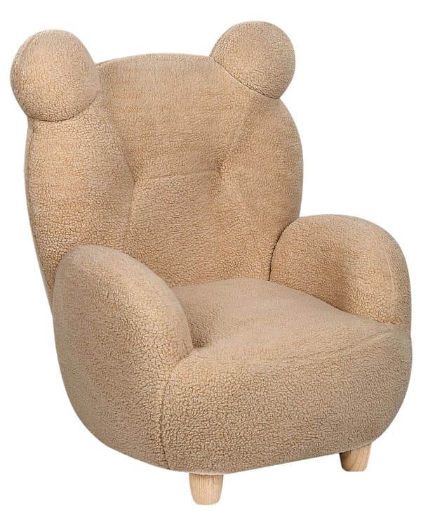 Pet lænestol lysebrun polyester børnesæde i form af en bamse børneværelsesmøbler