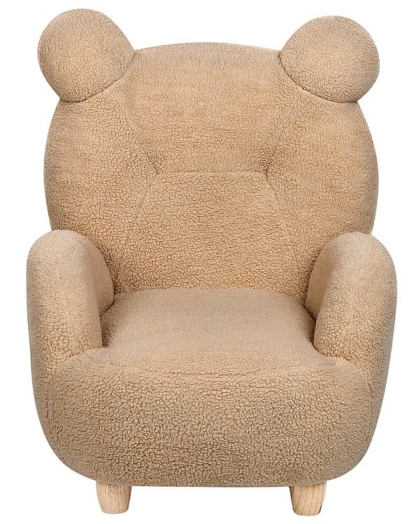 Pet lænestol lysebrun polyester børnesæde i form af en bamse børneværelsesmøbler