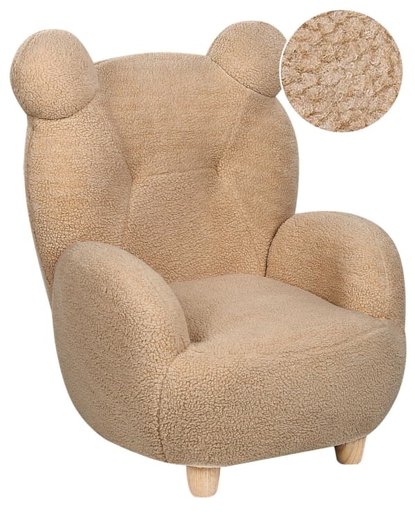 Pet lænestol lysebrun polyester børnesæde i form af en bamse børneværelsesmøbler