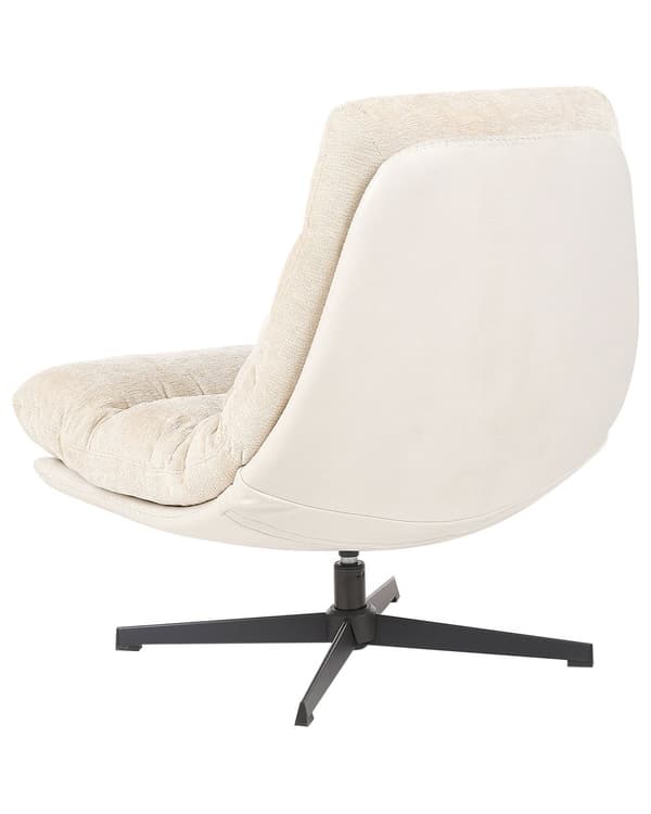 Drejelig lænestol med fodstøtte beige chenille glamour stil mid-century tykke puder