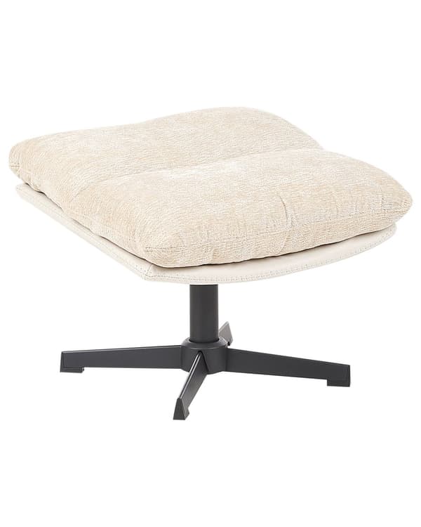 Drejelig lænestol med fodstøtte beige chenille glamour stil mid-century tykke puder
