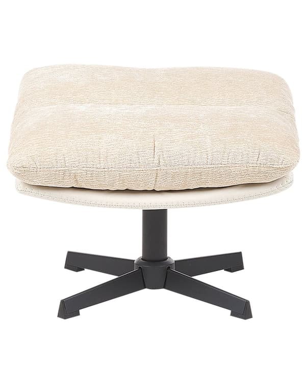 Drejelig lænestol med fodstøtte beige chenille glamour stil mid-century tykke puder
