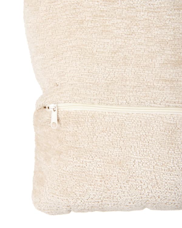 Drejelig lænestol med fodstøtte beige chenille glamour stil mid-century tykke puder