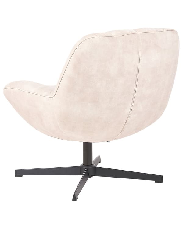 Snurrfåtölj med Fotpall Beige Sammet Enkelstativ Dämpad Sits