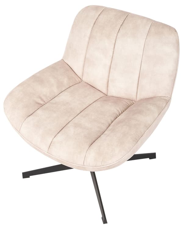 Snurrfåtölj med Fotpall Beige Sammet Enkelstativ Dämpad Sits