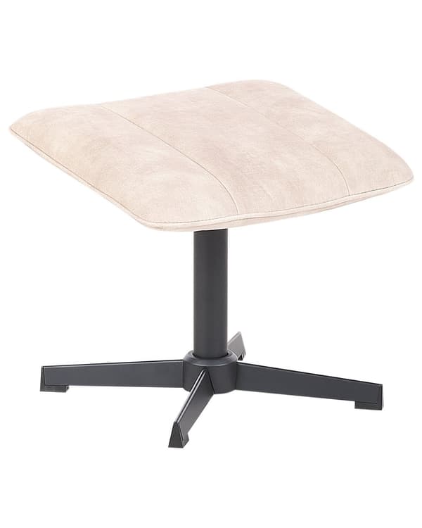 Snurrfåtölj med Fotpall Beige Sammet Enkelstativ Dämpad Sits