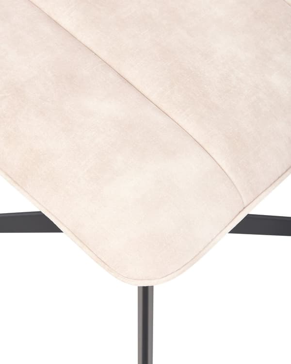 Snurrfåtölj med Fotpall Beige Sammet Enkelstativ Dämpad Sits