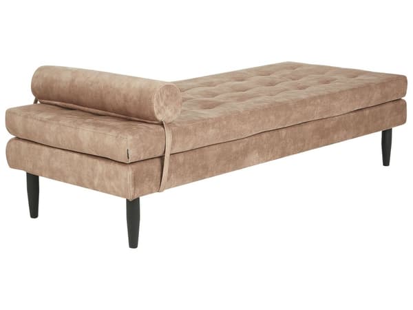 Sjeselong Taupe Fløyel 180 x 70 cm Metallben Ekstra pute med avtakbart trekk Moderne stil