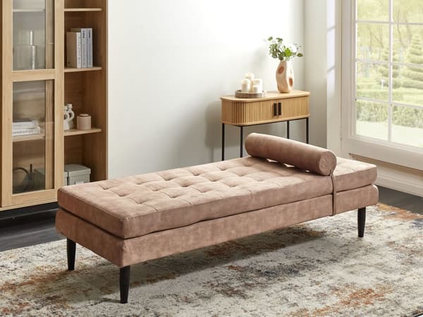 Sjeselong Taupe Fløyel 180 x 70 cm Metallben Ekstra pute med avtakbart trekk Moderne stil