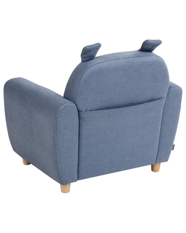 Børnestol Blå Blød Stol til Børn med Flodhest Design Moderne Børnelænestol til Børneværelse
