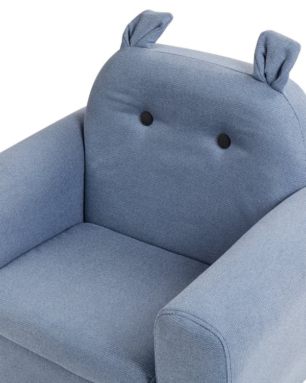 Børnestol Blå Blød Stol til Børn med Flodhest Design Moderne Børnelænestol til Børneværelse