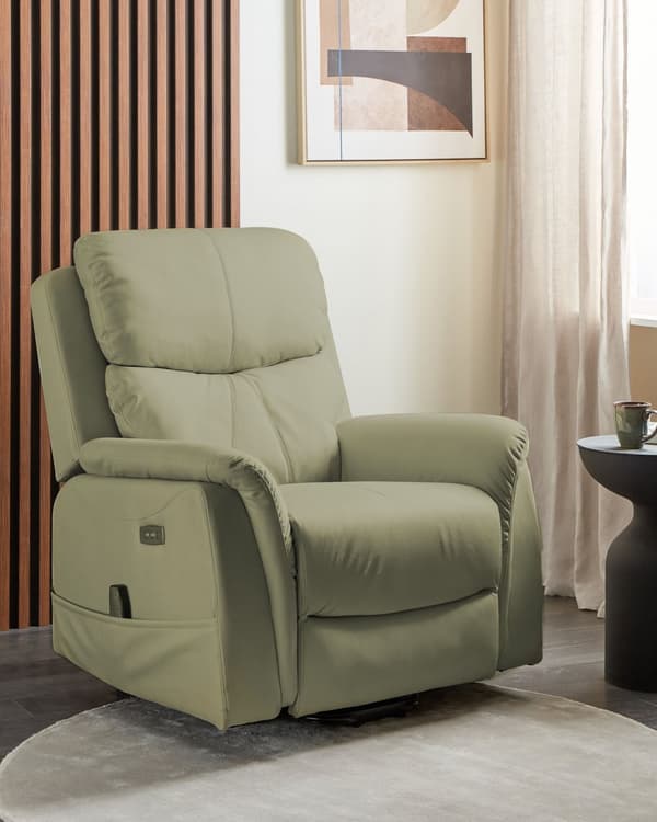 Reclinerfåtölj Elektrisk med Massagefunktion Värmefunktion Grön Konstläder Justerbar Modernt Vardagsrum