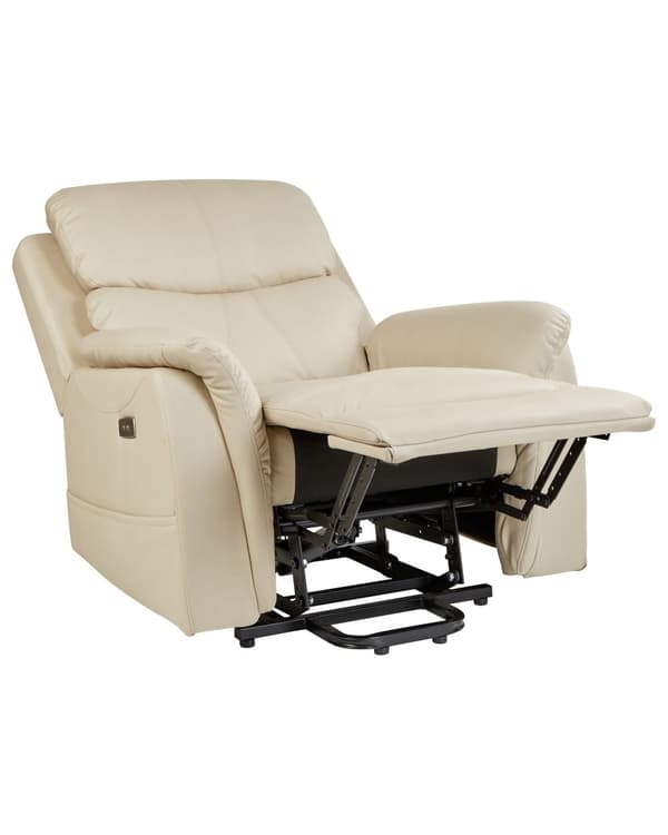 Reclinerfåtölj Elektrisk med Massagefunktion Värmefunktion Creme Konstläder Justerbar Modernt Vardagsrum