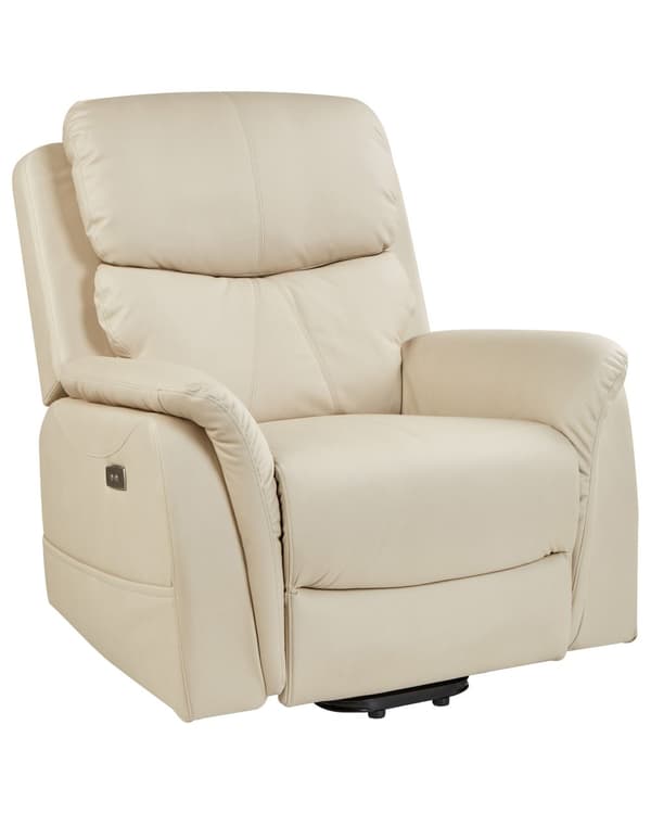 Reclinerfåtölj Elektrisk med Massagefunktion Värmefunktion Creme Konstläder Justerbar Modernt Vardagsrum