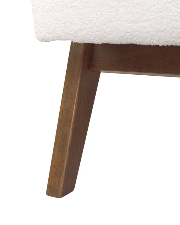 Fåtölj Vit Polyestertyg Boucléklädsel Retro Design Träram Armstöd Vardagsrum