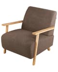 Miniatyrbillede 6 af 9: Lænestol Brun Boucle Stuestol med Armlæn til Stuen Bred Hvilestol Polstret Design Møbel Stol