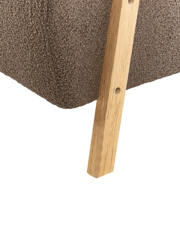 Lænestol Brun Boucle Stuestol med Armlæn til Stuen Bred Hvilestol Polstret Design Møbel Stol
