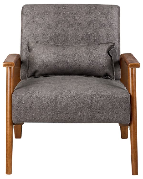 Fåtölj Mörkbrun Konstläder Träben Armstöd och Dynor Retro Klassiskt Traditionellt Vardagsrum