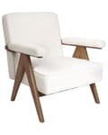 Miniatyrbilde 4 av 9: Lenestol Hvit Boucléstoff Ramme i tre Armlener Retro design Hvilestol Stue