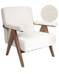 Miniatyrbilde 1 av 9: Lenestol Hvit Boucléstoff Ramme i tre Armlener Retro design Hvilestol Stue