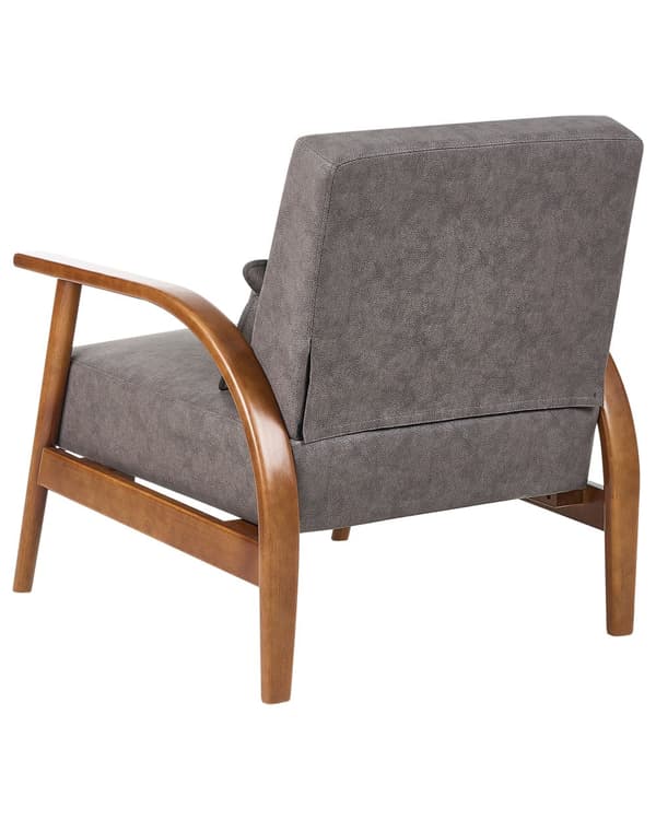 Lenestol Brun Kunstskinn Ben i tre Armlener Pute Retro stil Hvilestol Stue