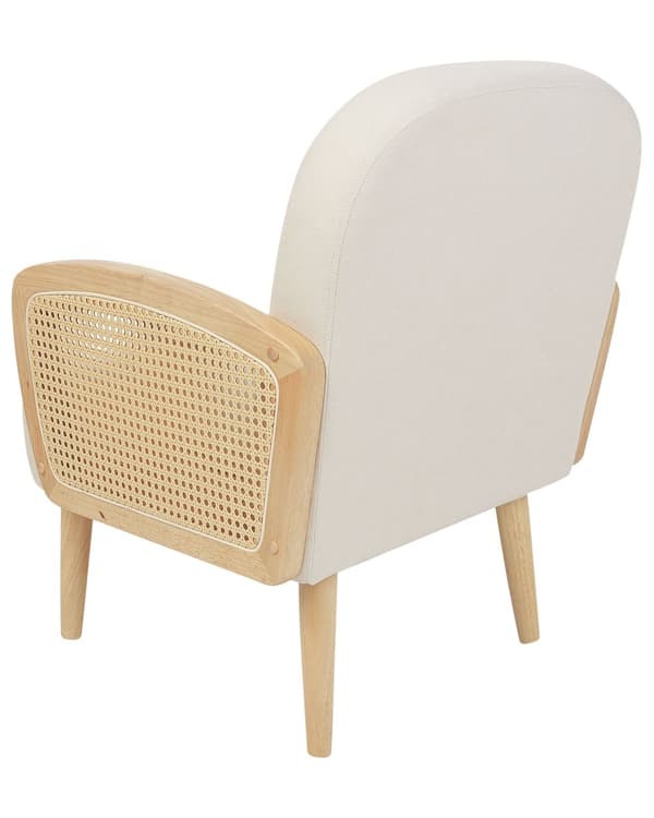 Lenestol Beige Lyst tre Polyester Dekorativt flettverk i rotting Tradisjonell stil Hvilestol Stue Soverom