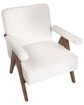 Miniatyrbillede 7 af 9: Lænestol Hvid Boucle polyester stof Træramme Armlæn Retrodesign Lænestol Stue opholdsrum