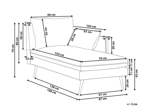 Sjeselong Beige Stoff med Pynteputer Daybed Venstrevendt Minimalistisk stil