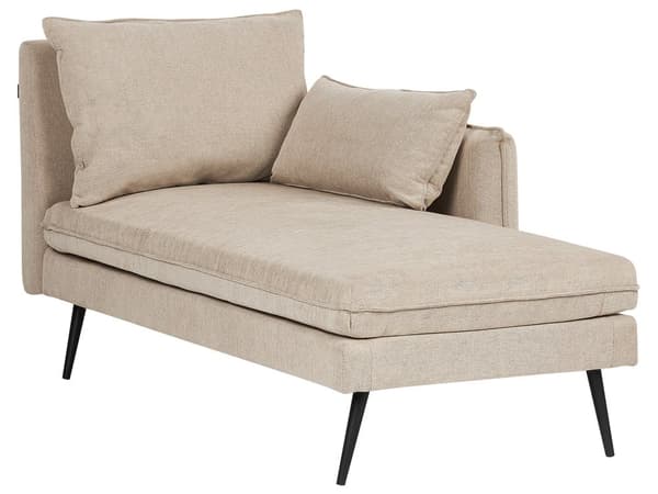 Sjeselong Beige Stoff med Pynteputer Daybed Venstrevendt Minimalistisk stil