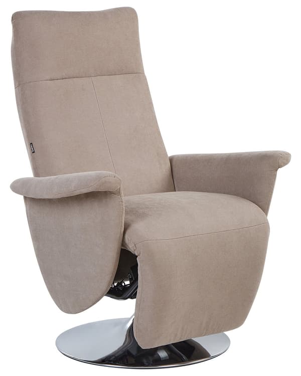 Fåtölj Recliner Taupe Polyestertyg Justerbar Rygg Metallbas Utdragbar Fotpall Hög Rygg Minimalistisk Modern Design