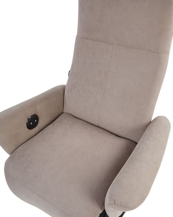 Lænestol Taupe Polyester Stol med Drejefunktion Elektrisk Recliner Hvilestol med Motor Seniorstol