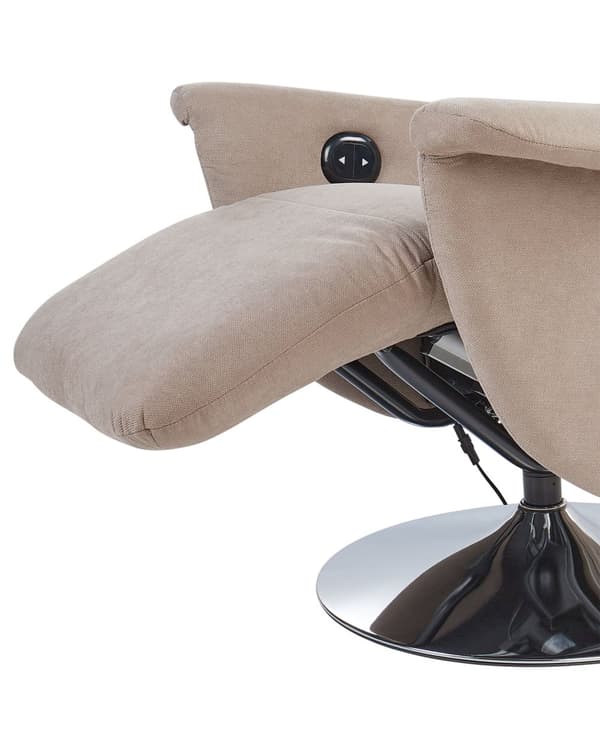 Lænestol Taupe Polyester Stol med Drejefunktion Elektrisk Recliner Hvilestol med Motor Seniorstol