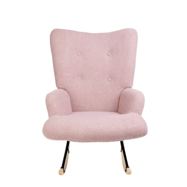 Lænestol | MOSS BAMSEBOUCLE | gyngestol pink i stof TEDDY BOUCLÉ​| 72x73x92 cm | 856698