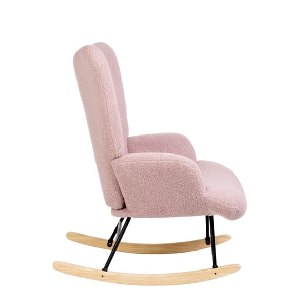 Lænestol | MOSS BAMSEBOUCLE | gyngestol pink i stof TEDDY BOUCLÉ​| 72x73x92 cm | 856698