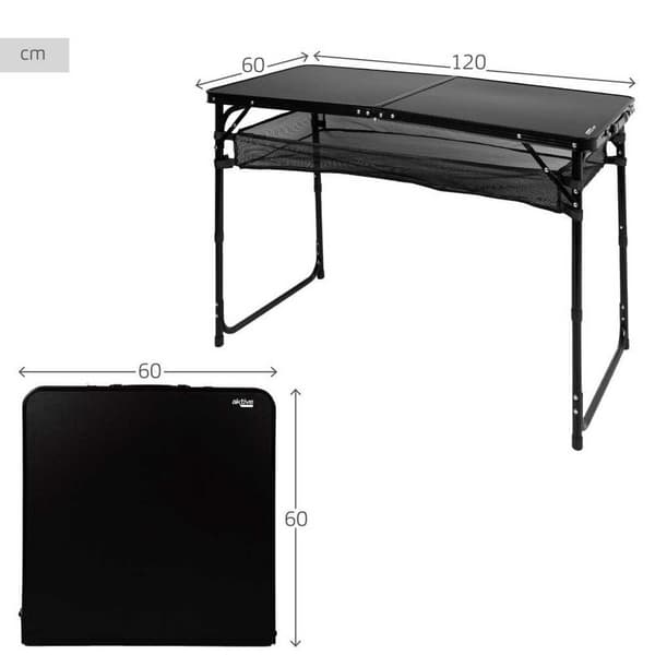 Aktive 63089 Højdejusterbart Sammenklappeligt Campingbord  120x60x60/70 cm