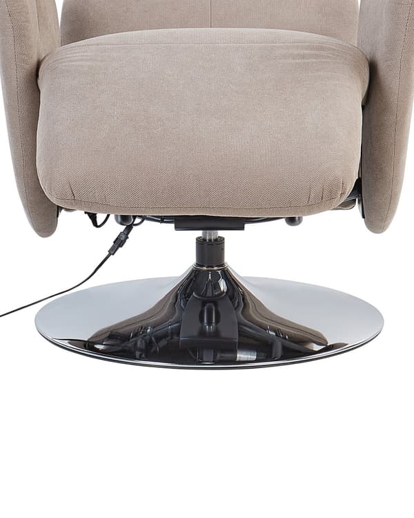 Lenestol Taupe Polyester Elektrisk Justerbar rygg Metallbase Integrert fotstøtte Moderne design Recliner Hvilestol