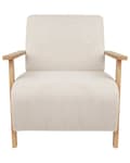 Miniatyrbilde 4 av 8: Lenestol Lysebeige Stoff Treben med Armlener Moderne Minimalistisk Stue