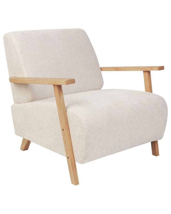 Lenestol Lysebeige Stoff Treben med Armlener Moderne Minimalistisk Stue