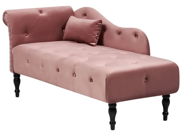 Sjeselong Rosa Fløyel Venstrevendt Dekorative knapper Pyntepute Klassisk stil
