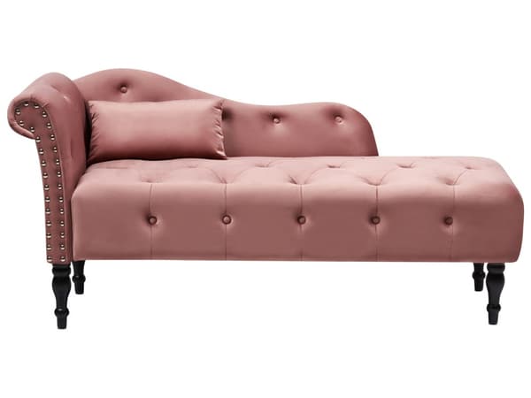 Sjeselong Rosa Fløyel Venstrevendt Dekorative knapper Pyntepute Klassisk stil