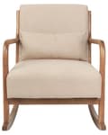 Miniatyrbilde 4 av 10: Gyngestol Beige Stoff Treben med Armlener og Pute Klassisk Tradisjonell Stue