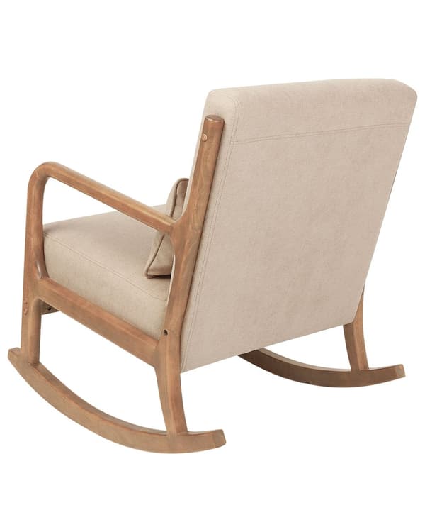 Gyngestol Beige Stoff Treben med Armlener og Pute Klassisk Tradisjonell Stue