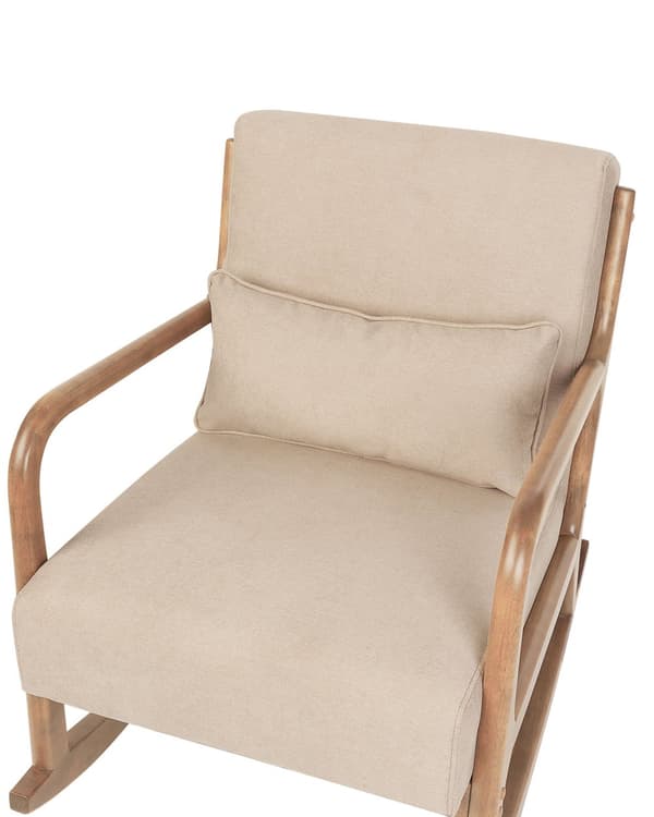 Gyngestol Beige Stoff Treben med Armlener og Pute Klassisk Tradisjonell Stue