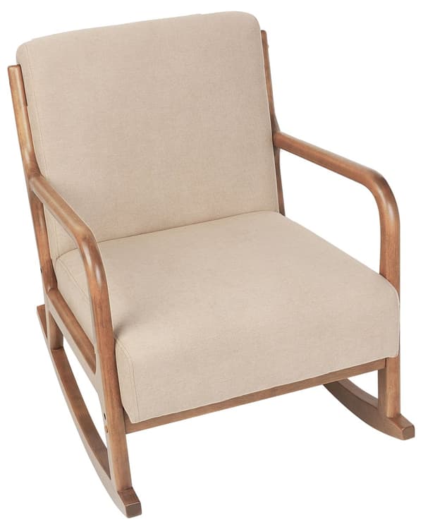 Gyngestol Beige Stoff Treben med Armlener og Pute Klassisk Tradisjonell Stue