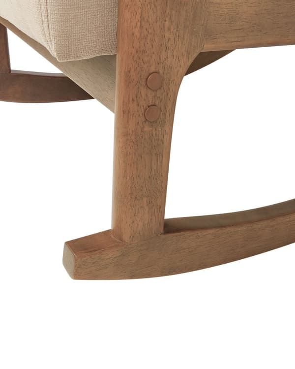 Gyngestol Beige Stoff Treben med Armlener og Pute Klassisk Tradisjonell Stue